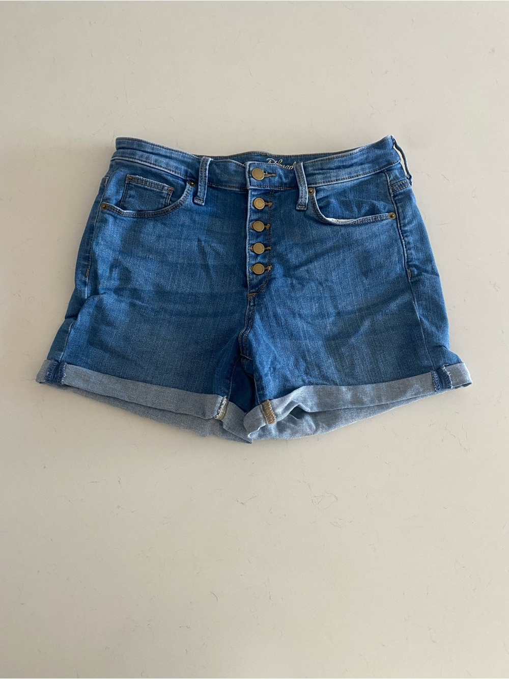 Universal Thread Blue Button-Front Roll Cuff Denim Shorts